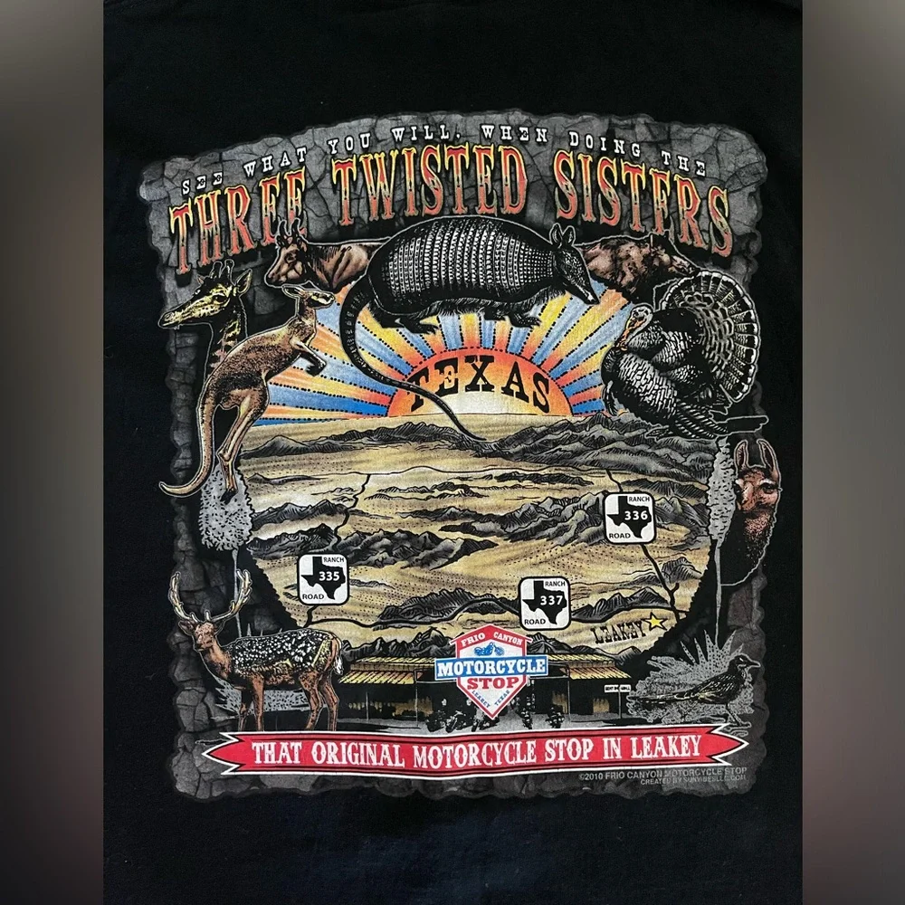 Frio Canyon Motorcycle Stop Leakey Texas‎ Men’s Long Sleeve Size Medium